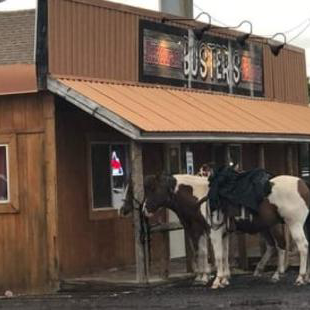 A picture of the front of the Saloon
